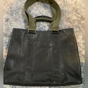 Feed Projects Black Leather Work Bag, like new!